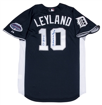 2008 Jim Leyland Game Used, Signed & Inscribed American League All-Star Navy Blue Batting Practice Jersey (Beckett) 